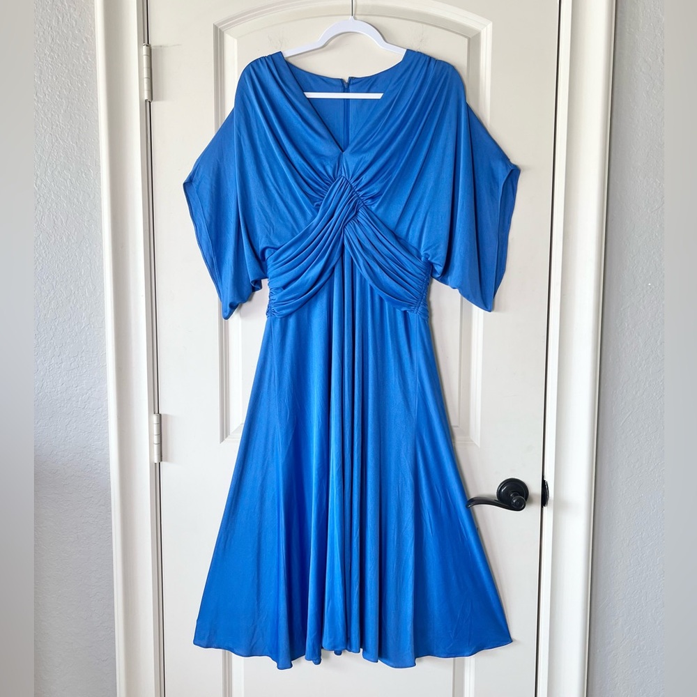 Vintage 70s Lilli Diamond Royal Blue Drape Dress